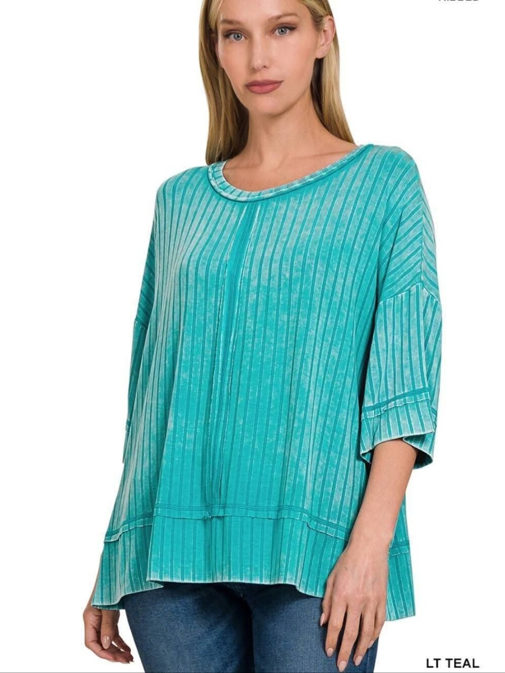 New Zenana Washed Ribbed Top